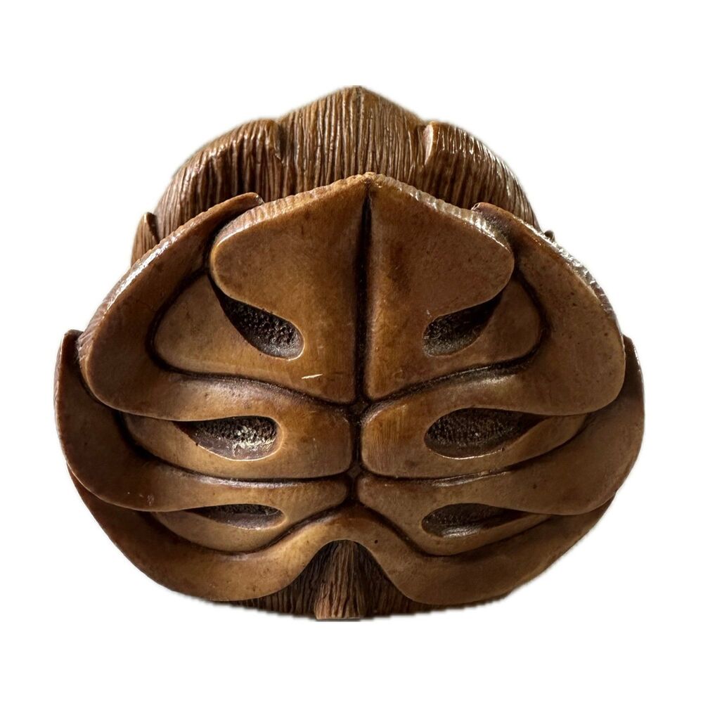 Vintage Coco Joe's Faux Hapa Wood Monstera Leaf Polynesia Napkin Letter Holder